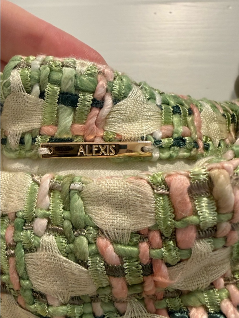 Alexis Sleeveless Tweed Midi Dress in Light Green and Pink - Picture 3 of 4